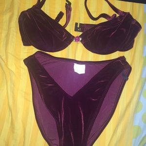 Vintage red velvet bikini